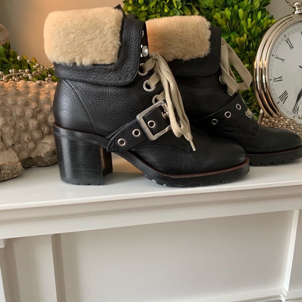 Frye Kay Boots Size 8: Shearling Cuff/Deerskin Leather/ Made in Italy by Frye